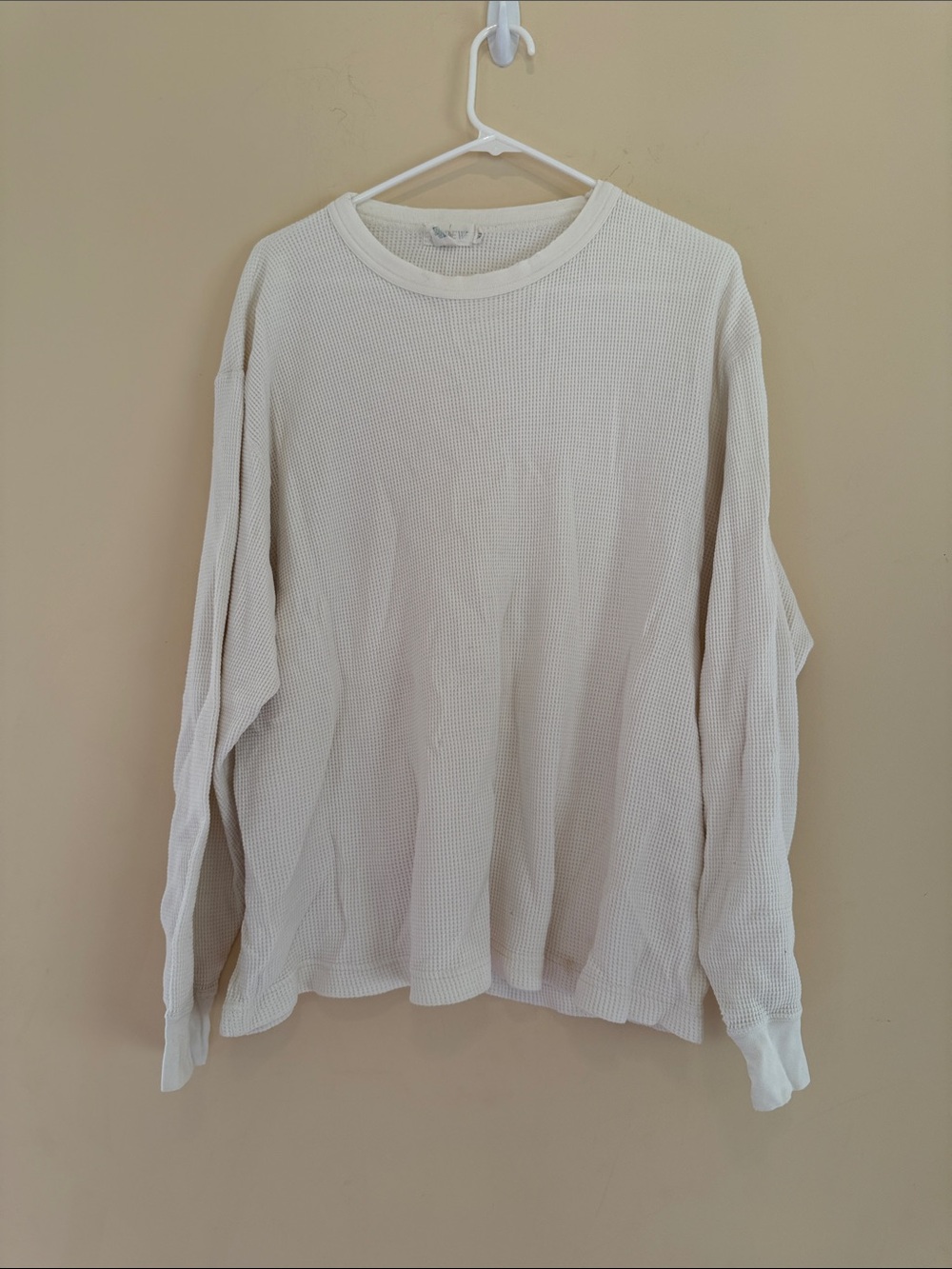 J. Crew Cream Waffle Knit Long Sleeve‎ Top Size XL